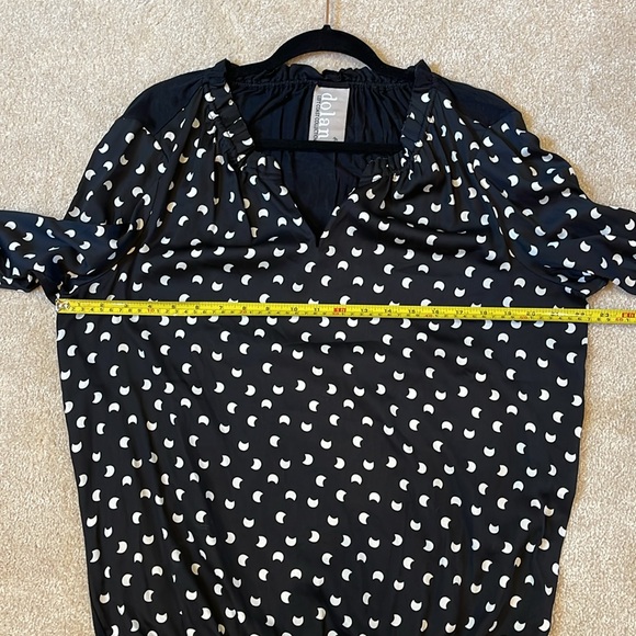 Anthropology, Dolan, black, long, sleeved blouse with white moons, medium - Picture 15 of 16